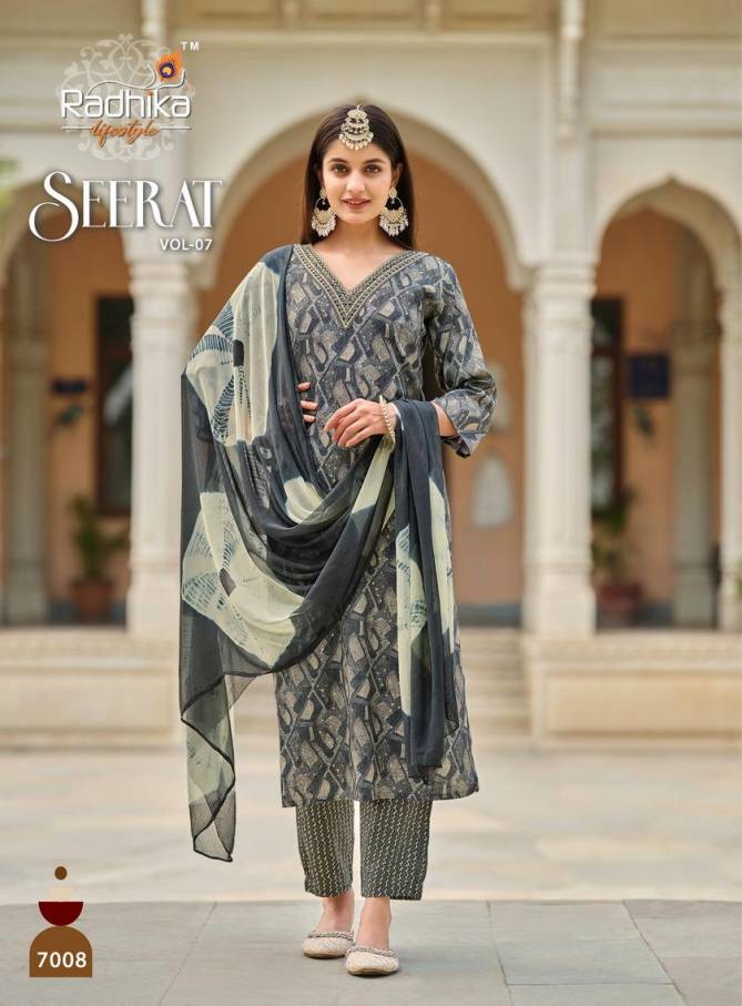 Seerat Vol 07 By Radhika Rayon Printed Embroidered Readymade Suits Wholesale Price In Surat